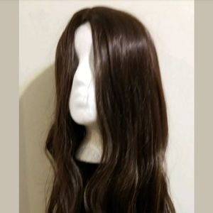 Synthetic Dark brown highlighted long wig